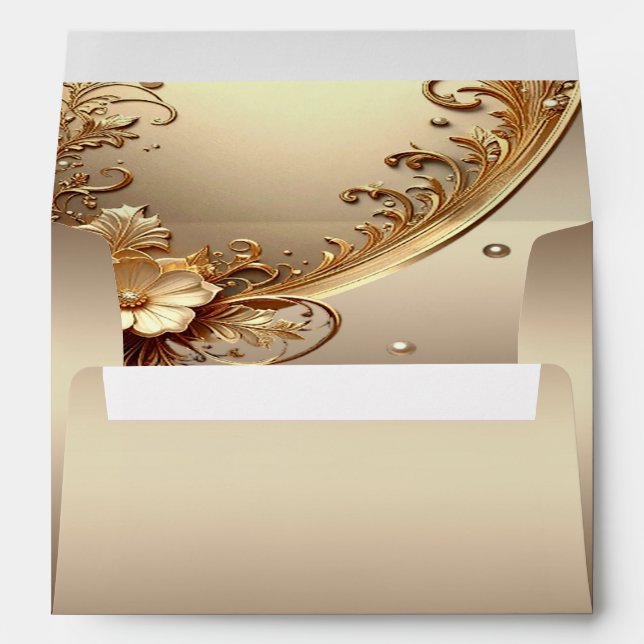 Golden Ornate Floral Envelope (Back (Bottom))