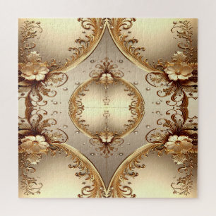 Golden Ornate Floral Jigsaw Puzzle