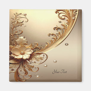 Golden Ornate Floral Magnet