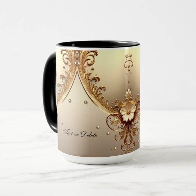Golden Ornate Floral Mug (Front Left)