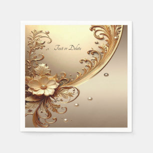 Golden Ornate Floral Napkin