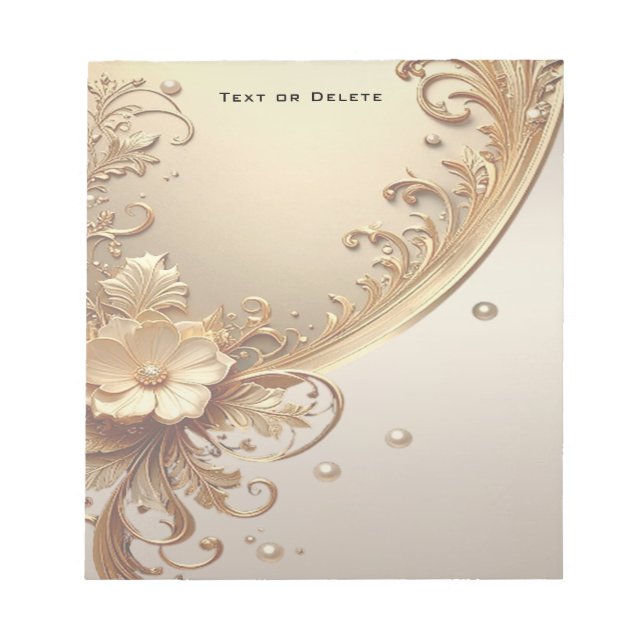 Golden Ornate Floral Notepad (Front)