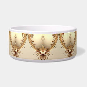 Golden Ornate Floral Pet Bowl