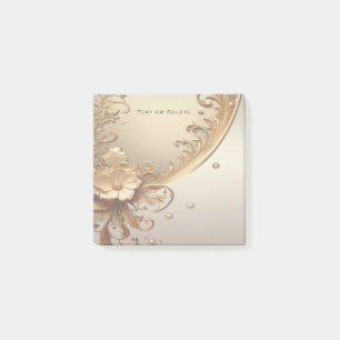 Golden Ornate Floral Post it Notes