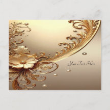 Golden Ornate Floral Postcard