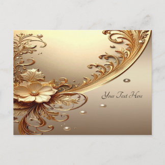Golden Ornate Floral Postcard