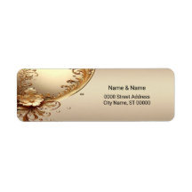 Golden Ornate Floral Return Address Label