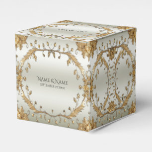 Golden Ornate Flowers Favour Box