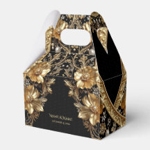 Golden Ornate Flowers Favour Box