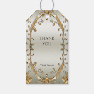 Golden Ornate Flowers Gift Tag