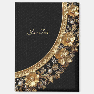 Golden Ornate Flowers Magnet