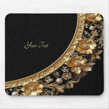 Golden Ornate Flowers Mousepad