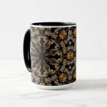 Golden Ornate Flowers Mug