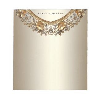 Golden Ornate Flowers Notepad