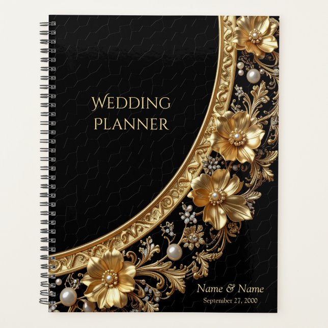 Golden Ornate Flowers Planner (Front)