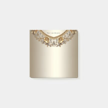 Golden Ornate Flowers Post it Notes