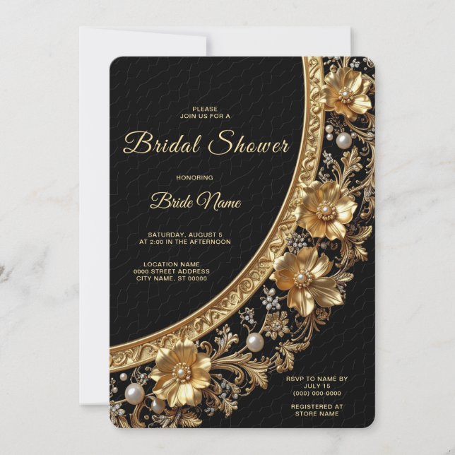 Golden Ornate Frame Bridal Shower Invitation (Front)