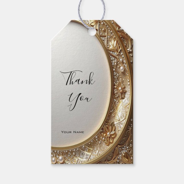 Golden Ornate Frame Gift Tag (Front)