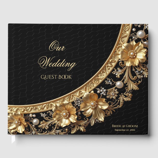 Golden Ornate Frame Guest Book (Front)