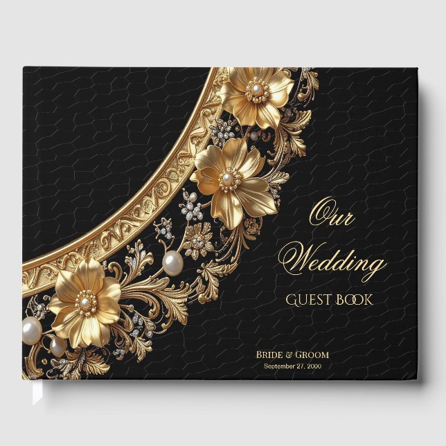 Golden Ornate Frame Guest Book (Front)