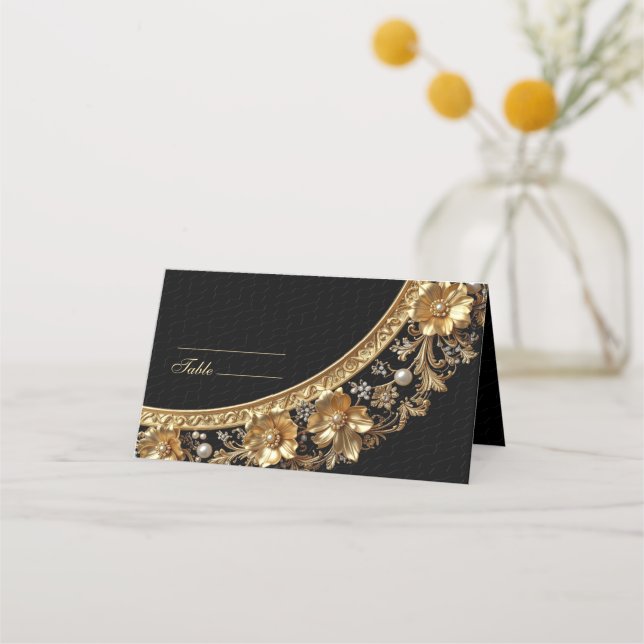 Golden Ornate Frame Place Card (Front)