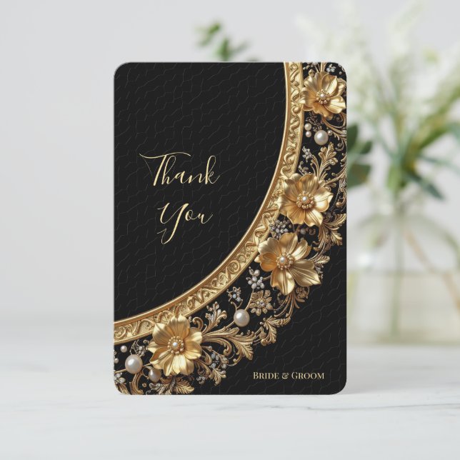 Golden Ornate Frame Thank You Card (Standing Front)