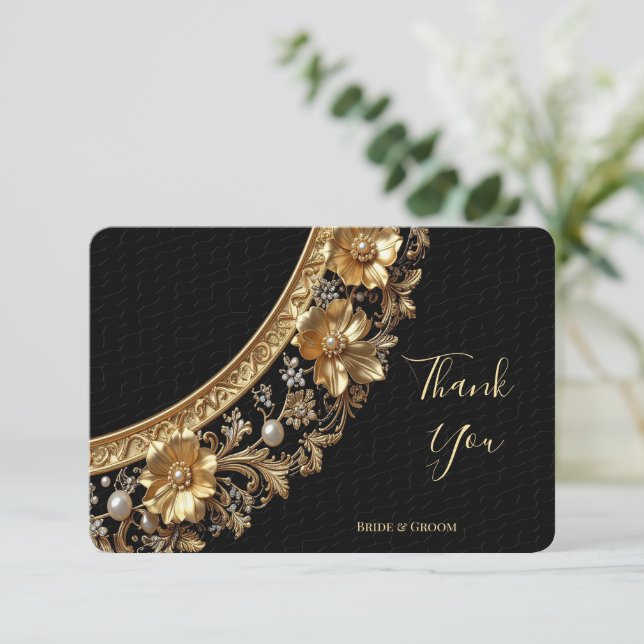 Golden Ornate Frame Thank You Card (Standing Front)