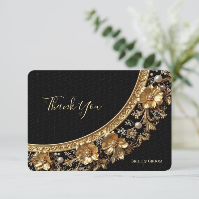 Golden Ornate Frame Thank You Card (Standing Front)