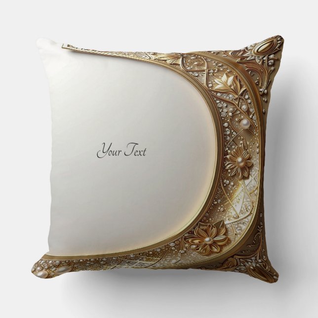 Golden Ornate Frame Throw Pillow (Front)
