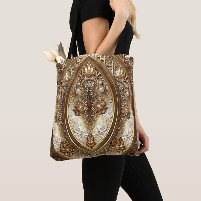 Golden Ornate Frame Tote Bag (Close Up)