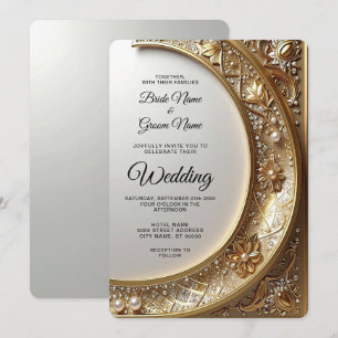 Golden Ornate Frame Wedding Invitation