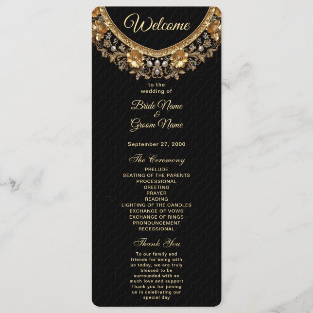 Golden Ornate Frame Wedding Program Programme (Front)