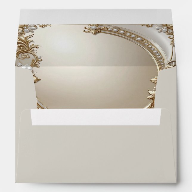 Golden Ornate Frame with Pearls Envelope (Back (Bottom))