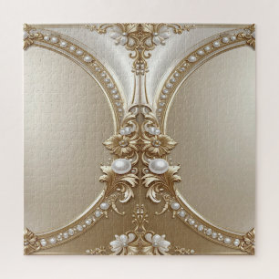 Golden Ornate Frame with Pearls Jigsaw Puzzle