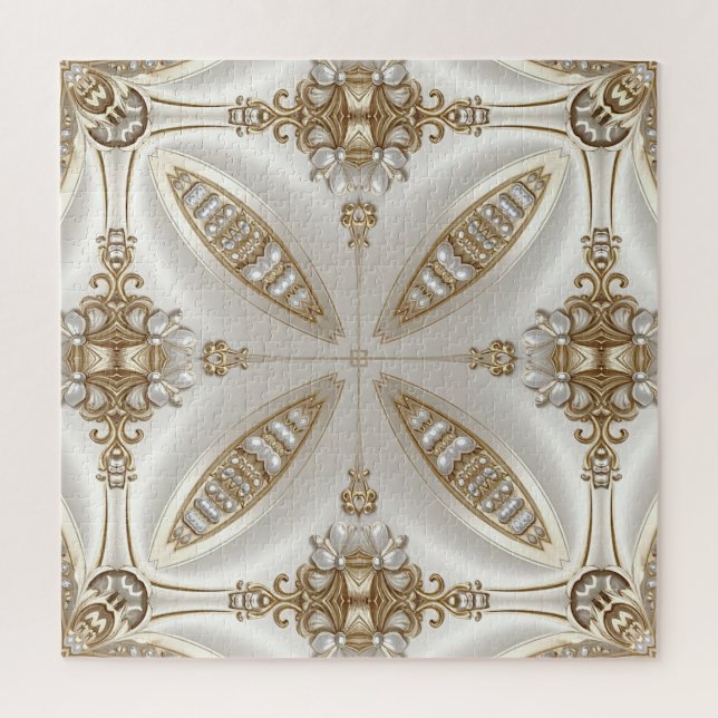 Golden Ornate Frame with Pearls Jigsaw Puzzle (Vertical)