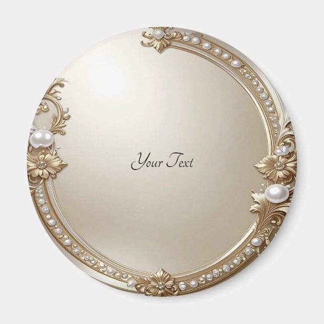 Golden Ornate Frame with Pearls Magnet (Front)