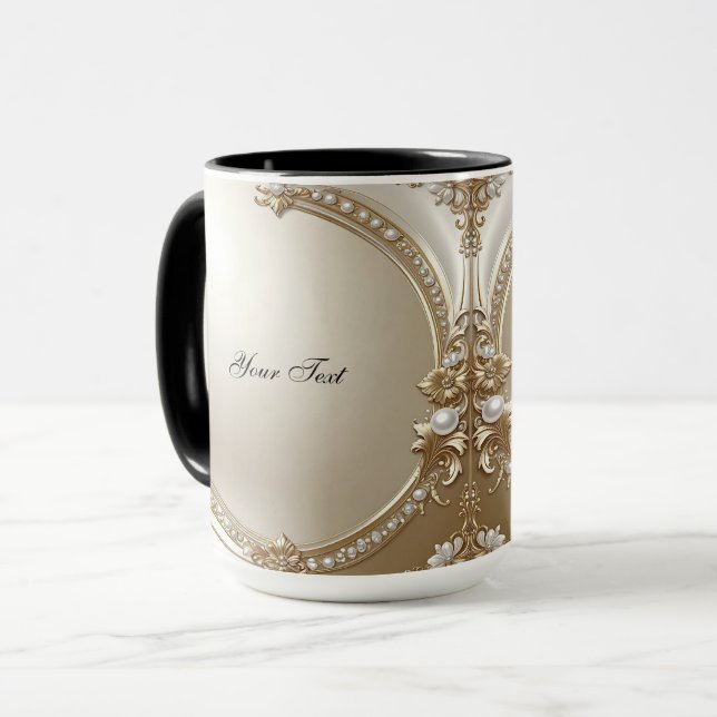 Golden Ornate Frame with Pearls Mug (Front Left)