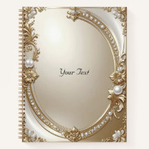 Golden Ornate Frame with Pearls Notebook