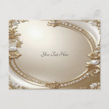 Golden Ornate Frame with Pearls Postcard