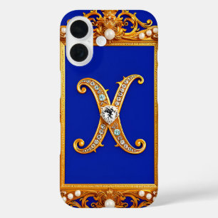 Golden Ornate Letter X with Jewels iPhone 16 Case