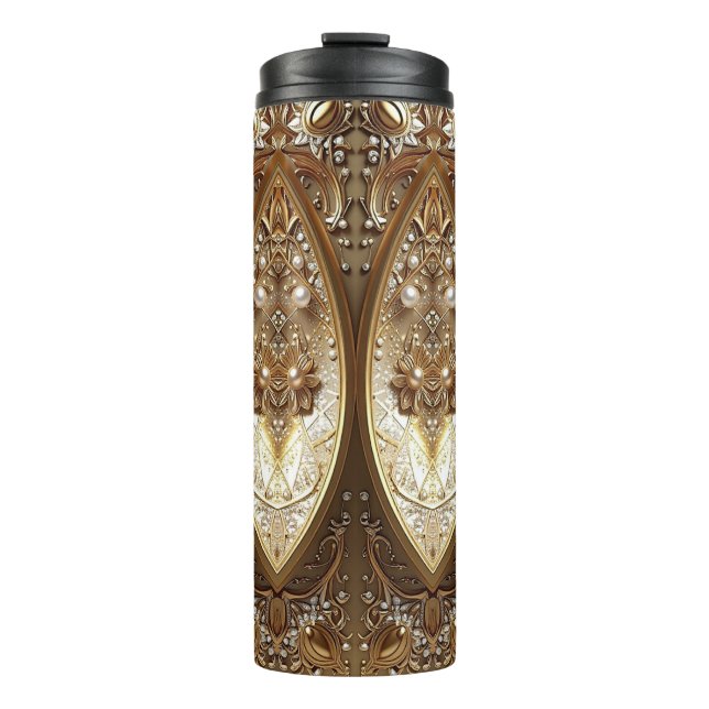 Golden Ornate Thermal Tumbler (Front)