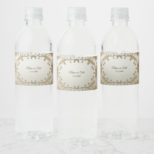 Golden Ornate Water Bottle Label (Bottles)