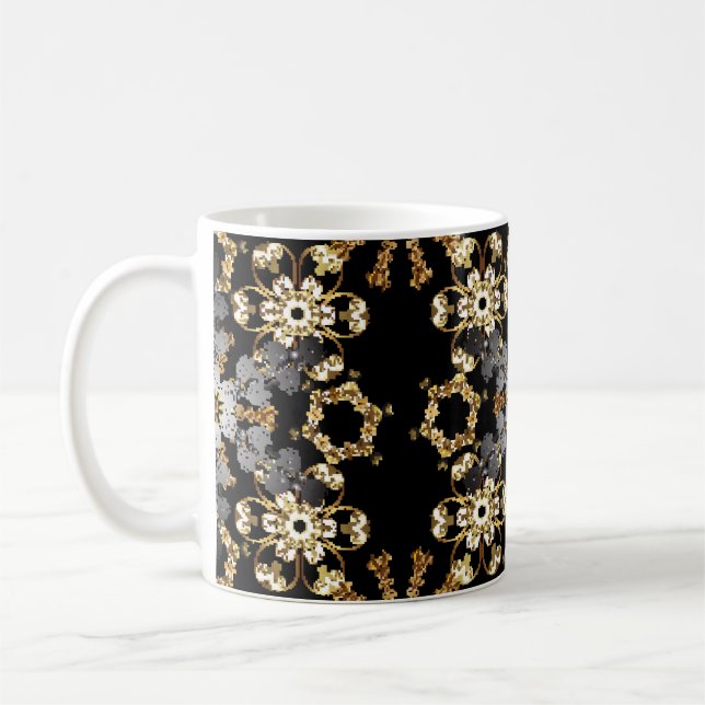 Golden outline floral decor. Eastern style element Coffee Mug (Left)