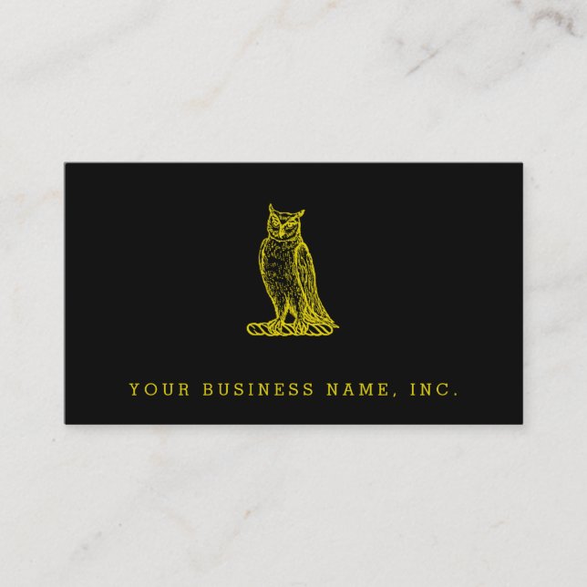 Golden Owl Crest Letterpress Style Business Card (Front)
