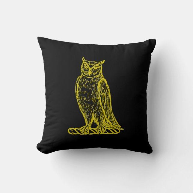 Golden Owl Crest Letterpress Style Cushion (Front)