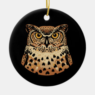 Golden Owl for Halloween, Thanksgiving, Autumn Ceramic Tree Decoration