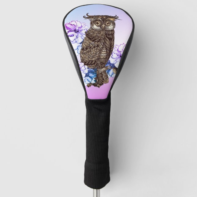 Golden Owl Purple Orchid Golf Head Cover (Front)