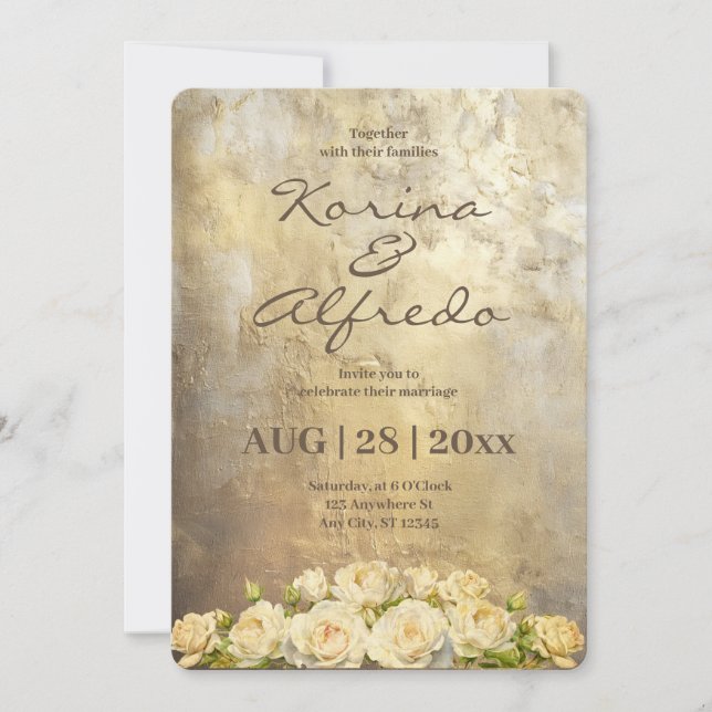 Golden Paint Wedding Invitation  (Front)