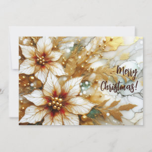Golden Painted Poinsettias 02 Holiday Card