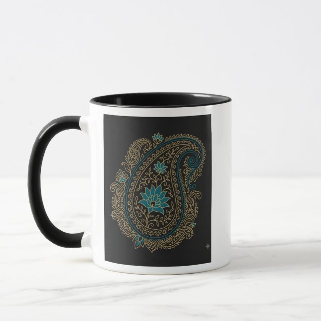 Golden Paisley Lotus Mug (Left)